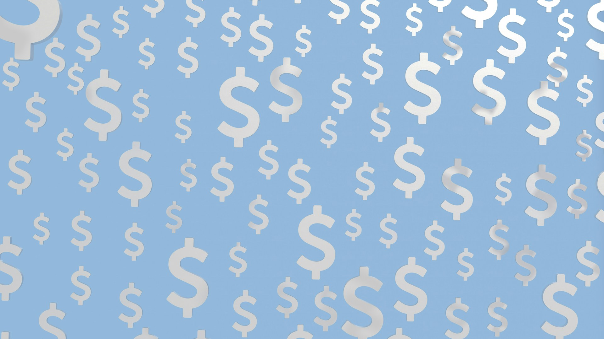 Dollar signs on a blue background