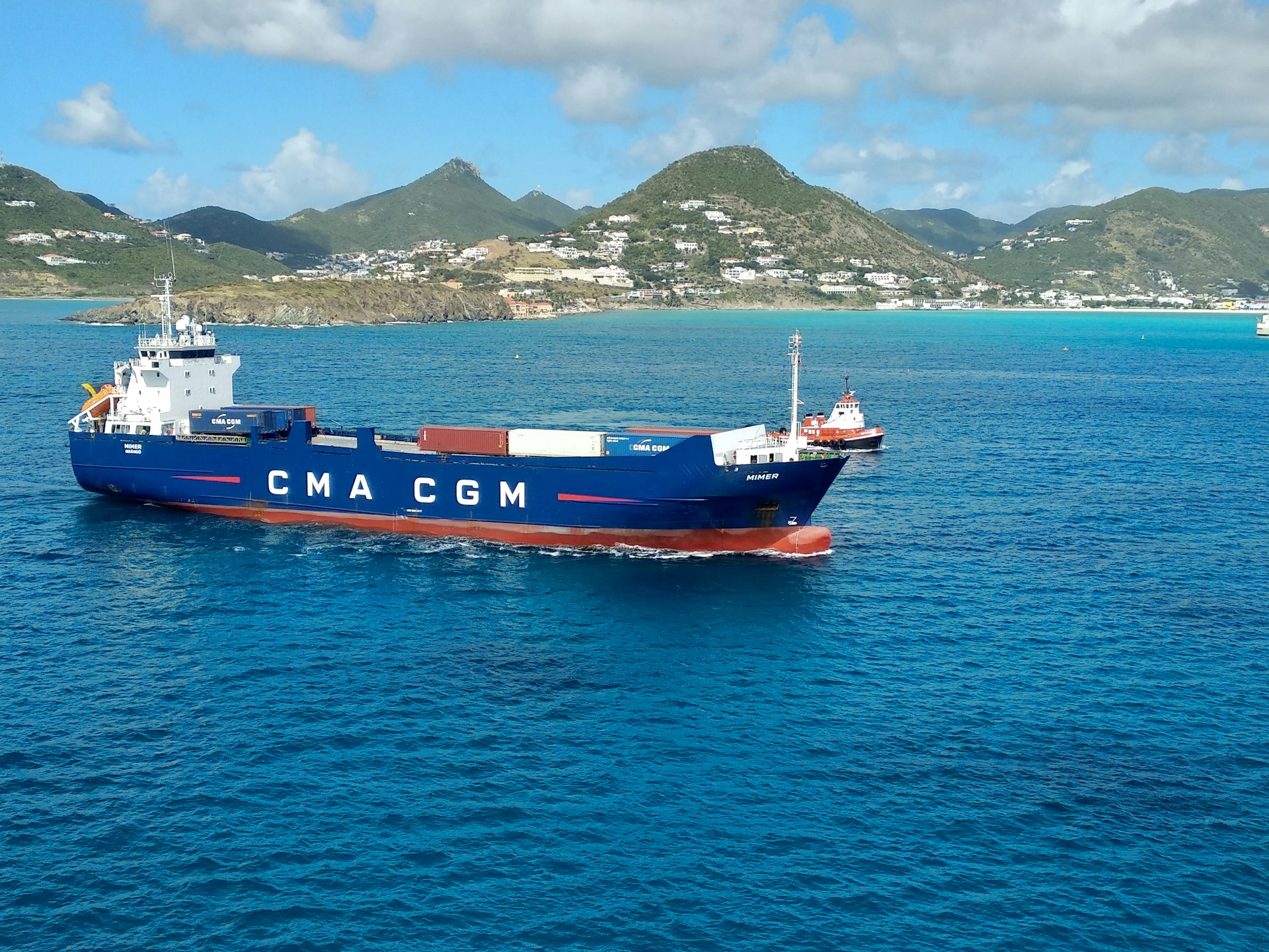  A CMA CGM cargo ship at sea