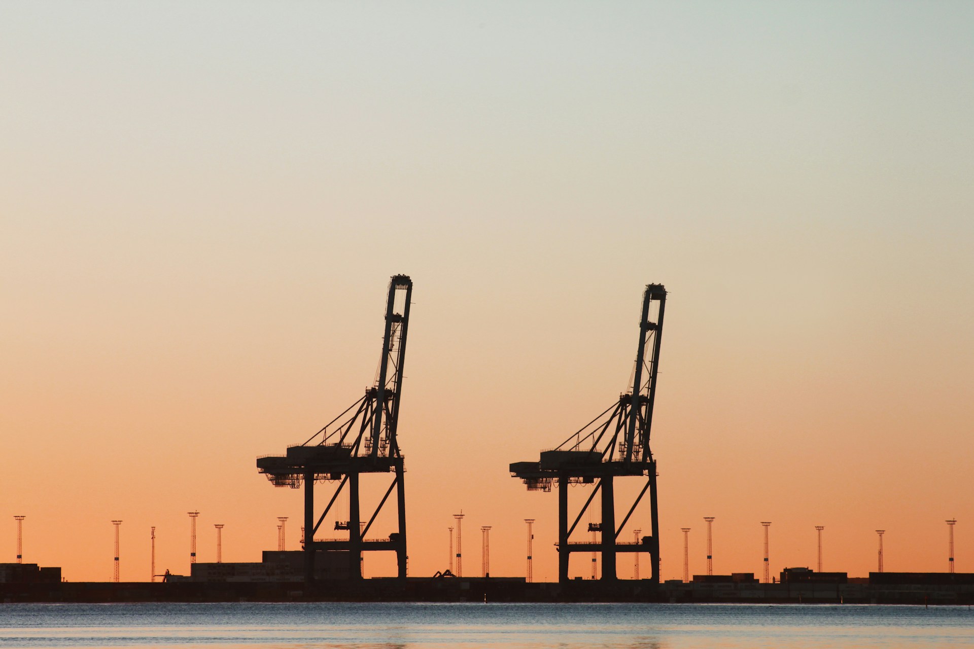 Aarhus Port, Denmark, at sunset