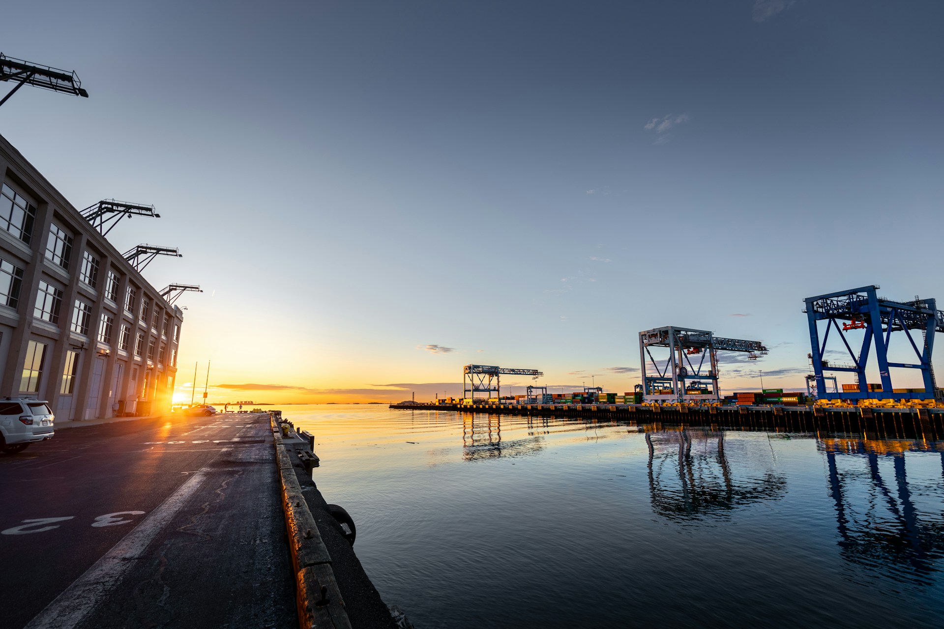 Boston Port at sunset