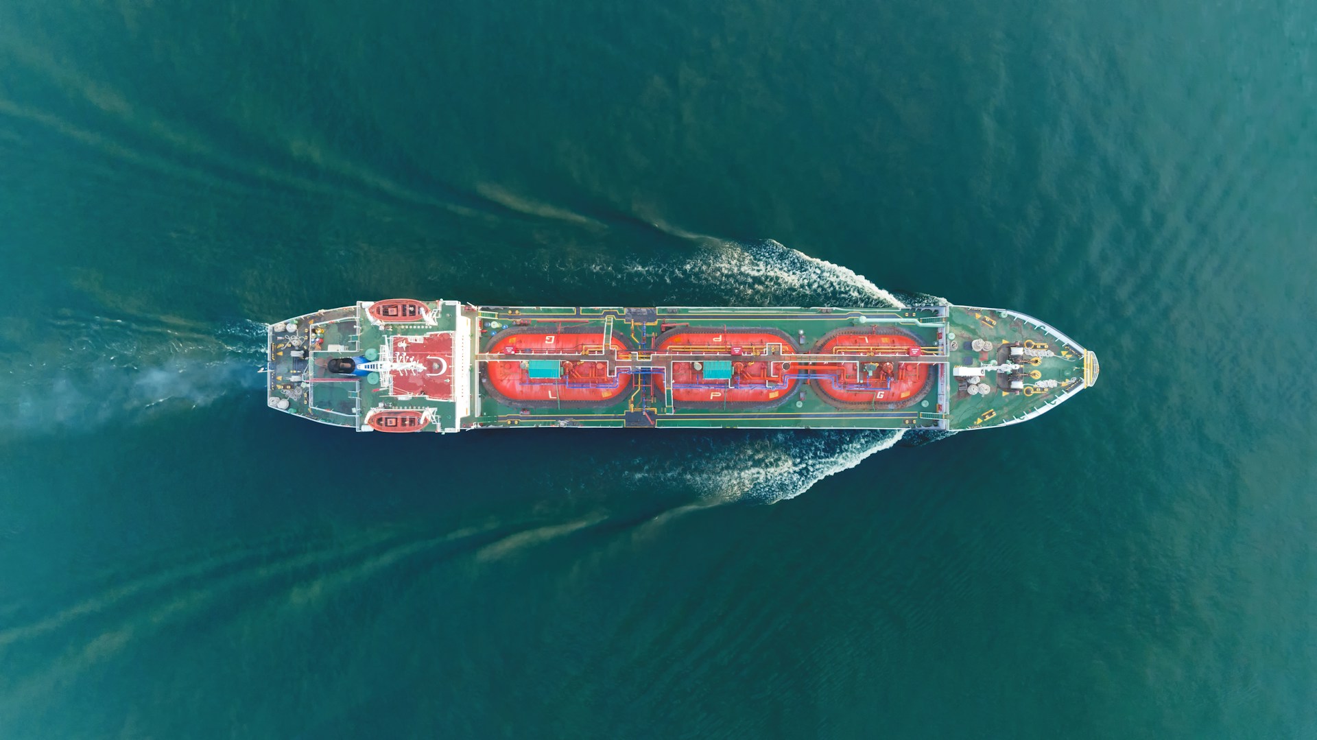 Aerial view of a tanker ship