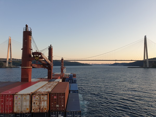 A vessel sailing in The Bosporus