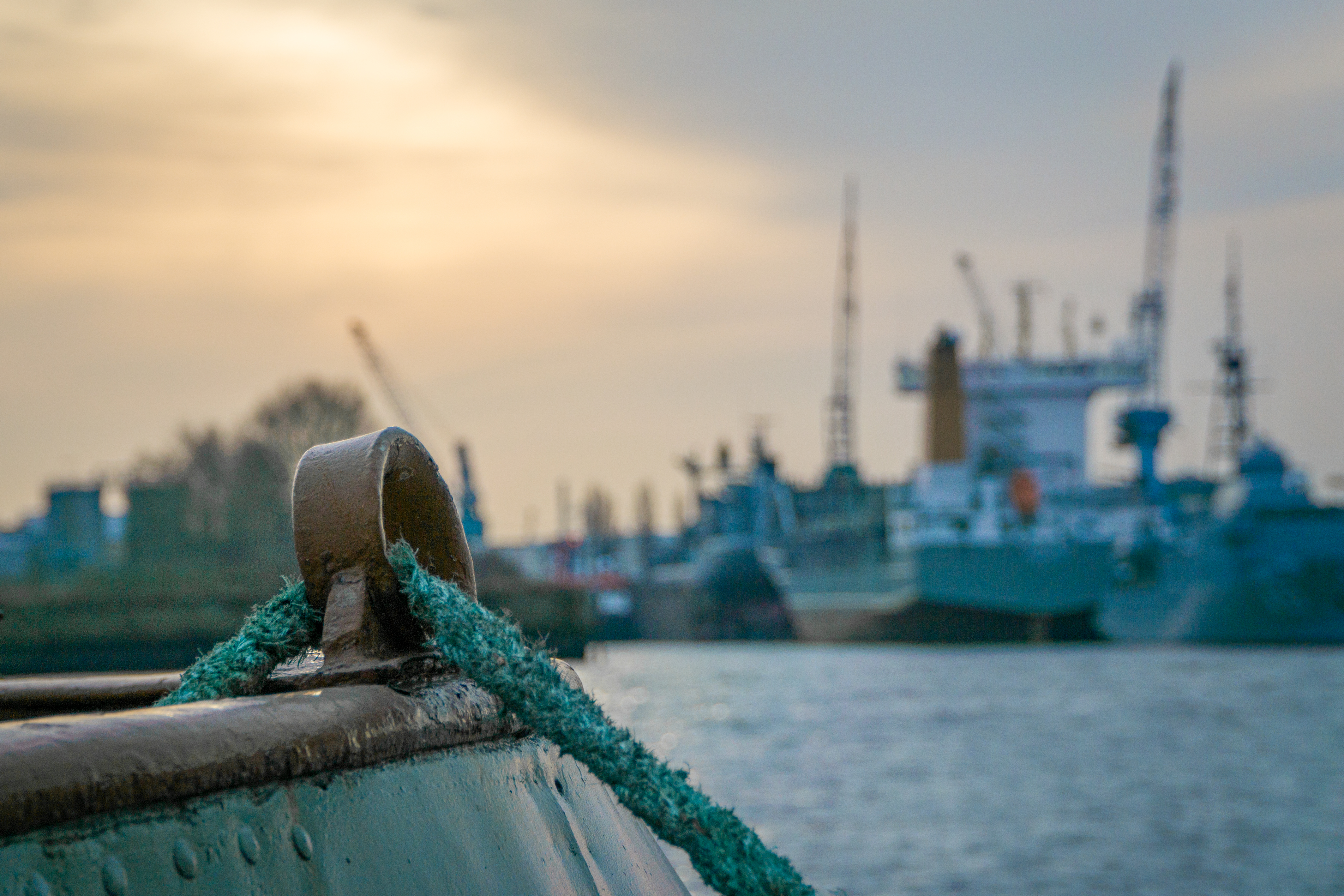 A port at dusk