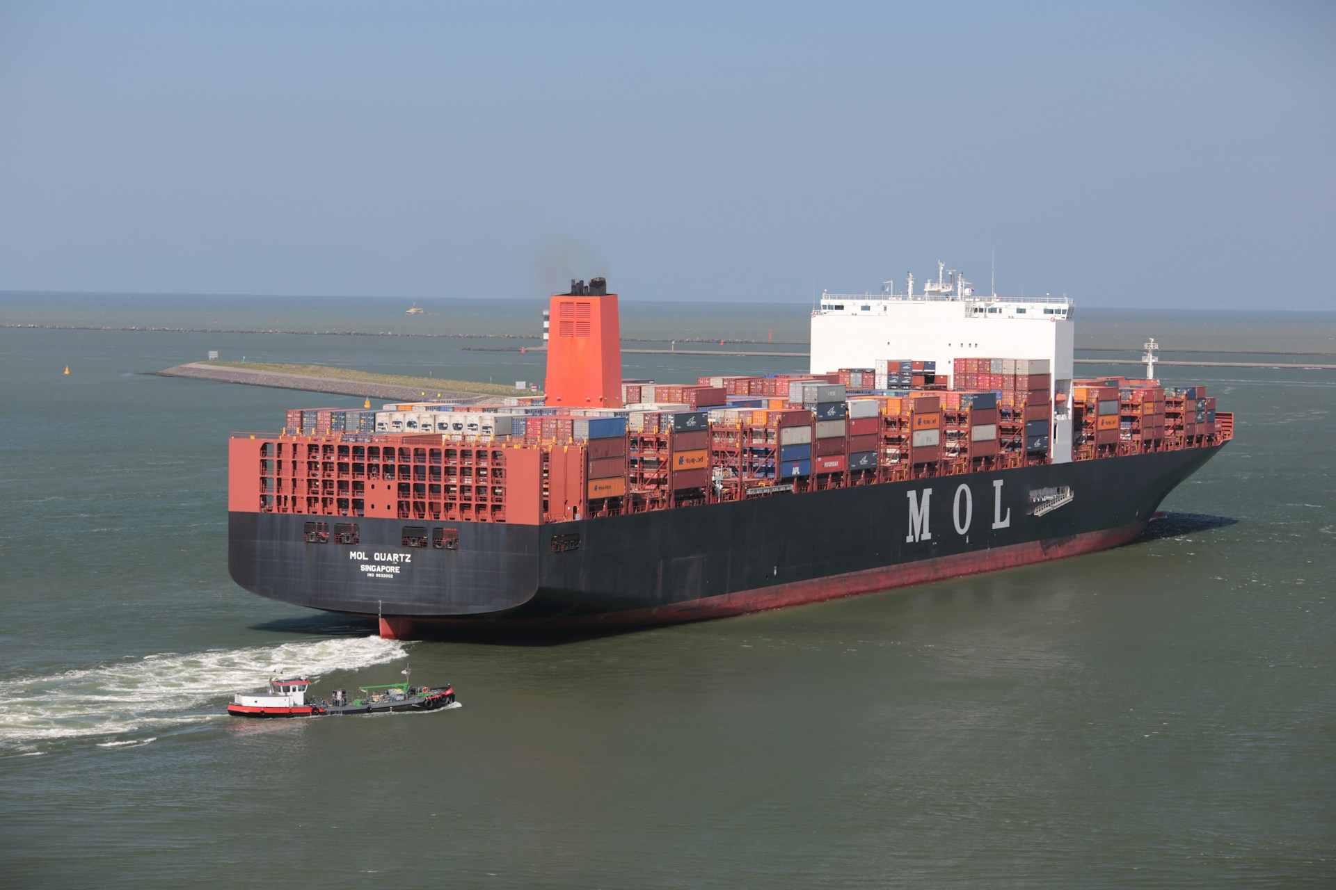 A MOL container ship at sea