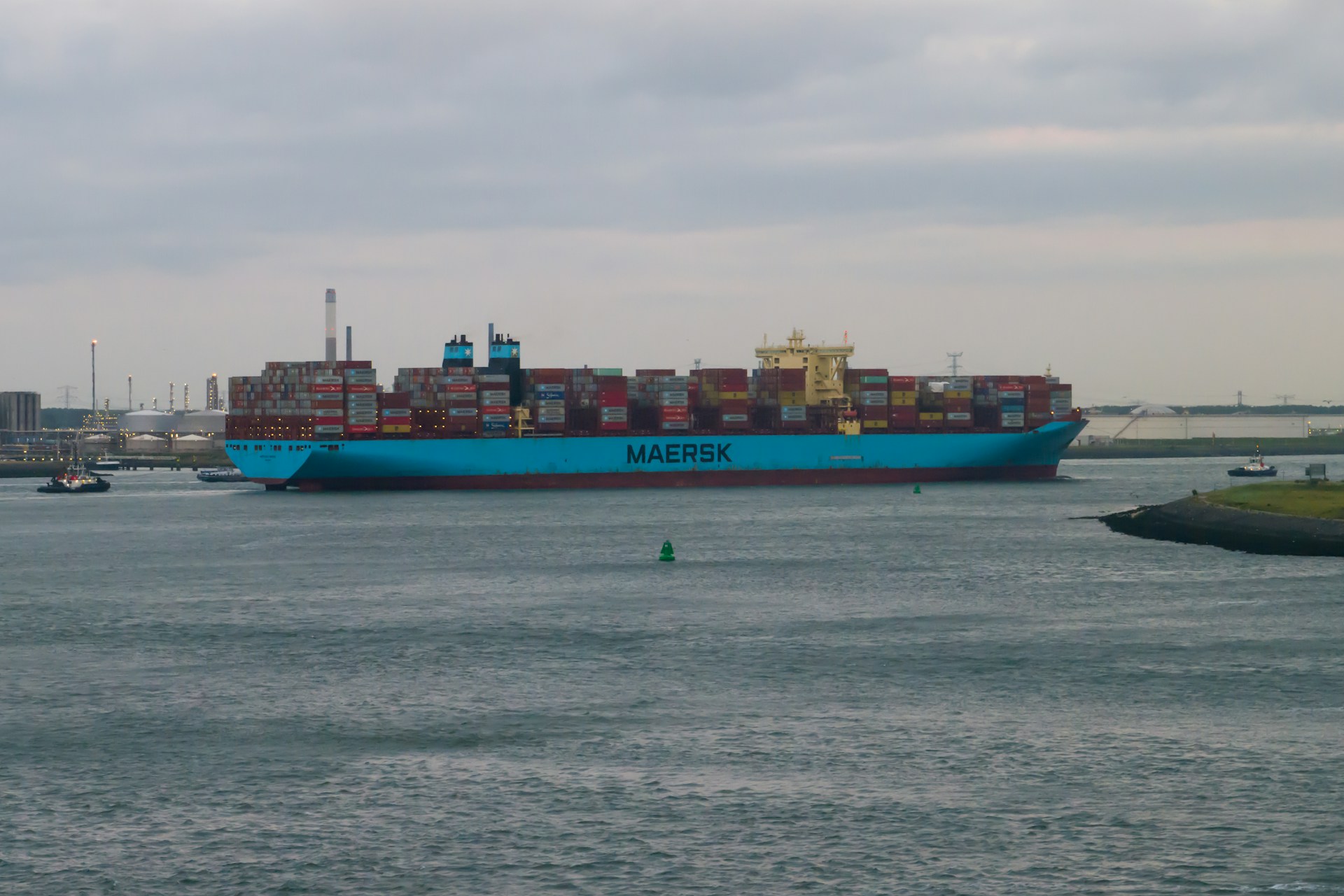 A Maersk container ship at sea