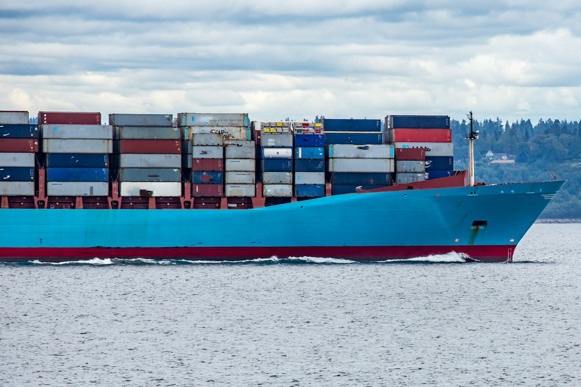 The bow of a Maersk container ship 