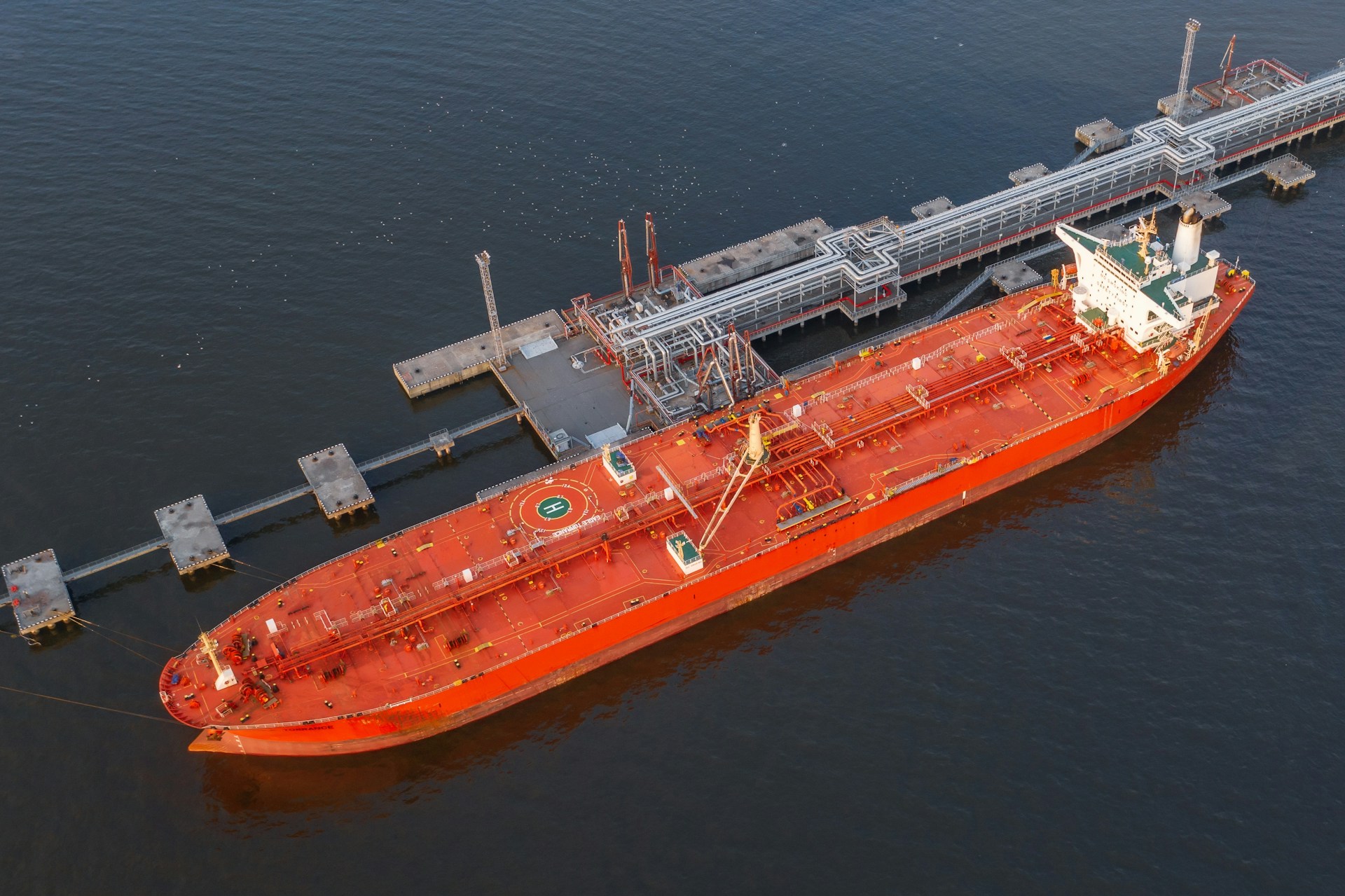 Aerial view of a chemical tanker