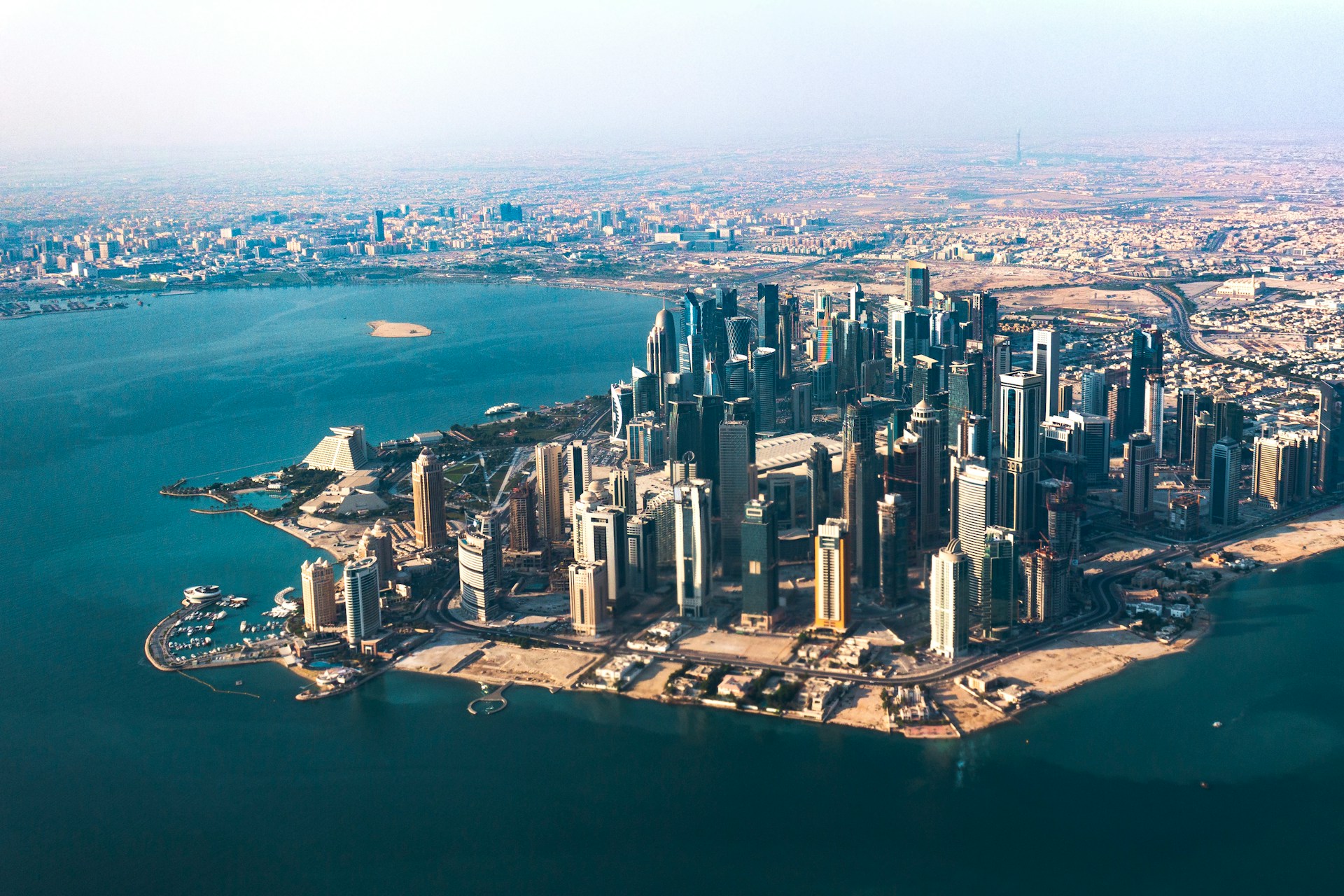 An aerial view of Doha, Qatar