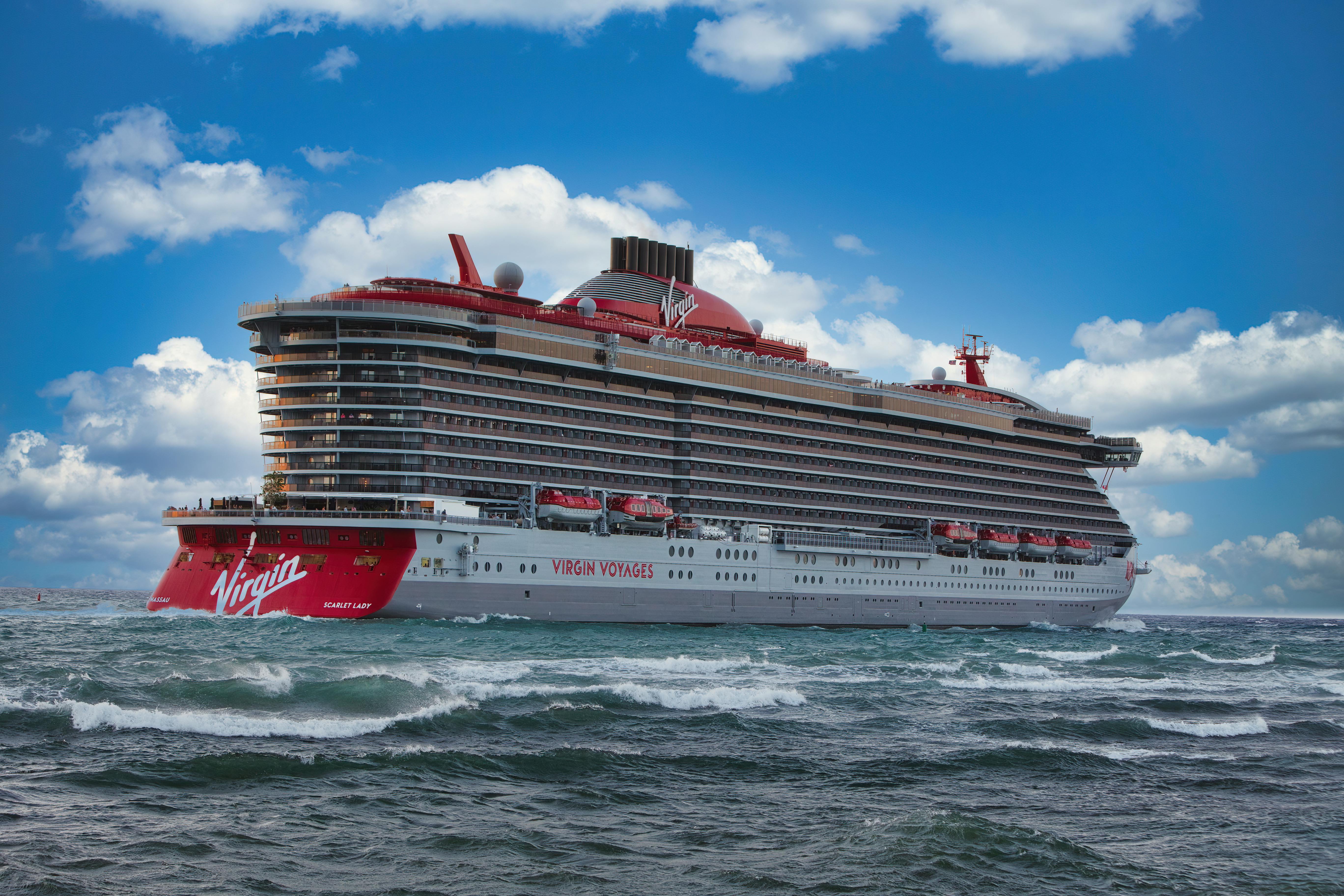 The Scarlet Lady cruise ship at sea