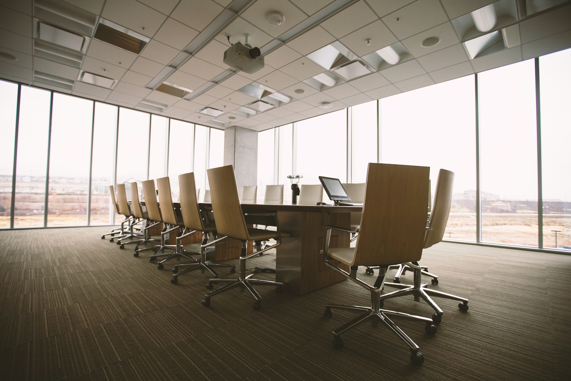 An empty boardroom in an office