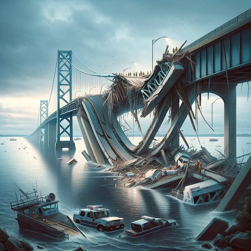 AI generated image of the Francis Scott Key bridge after its collapse