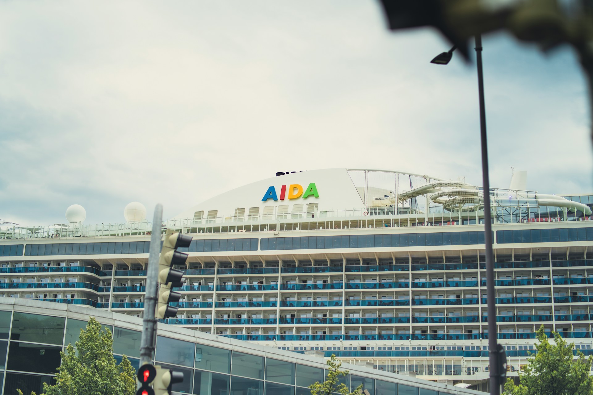 An AIDA cruise ship in port