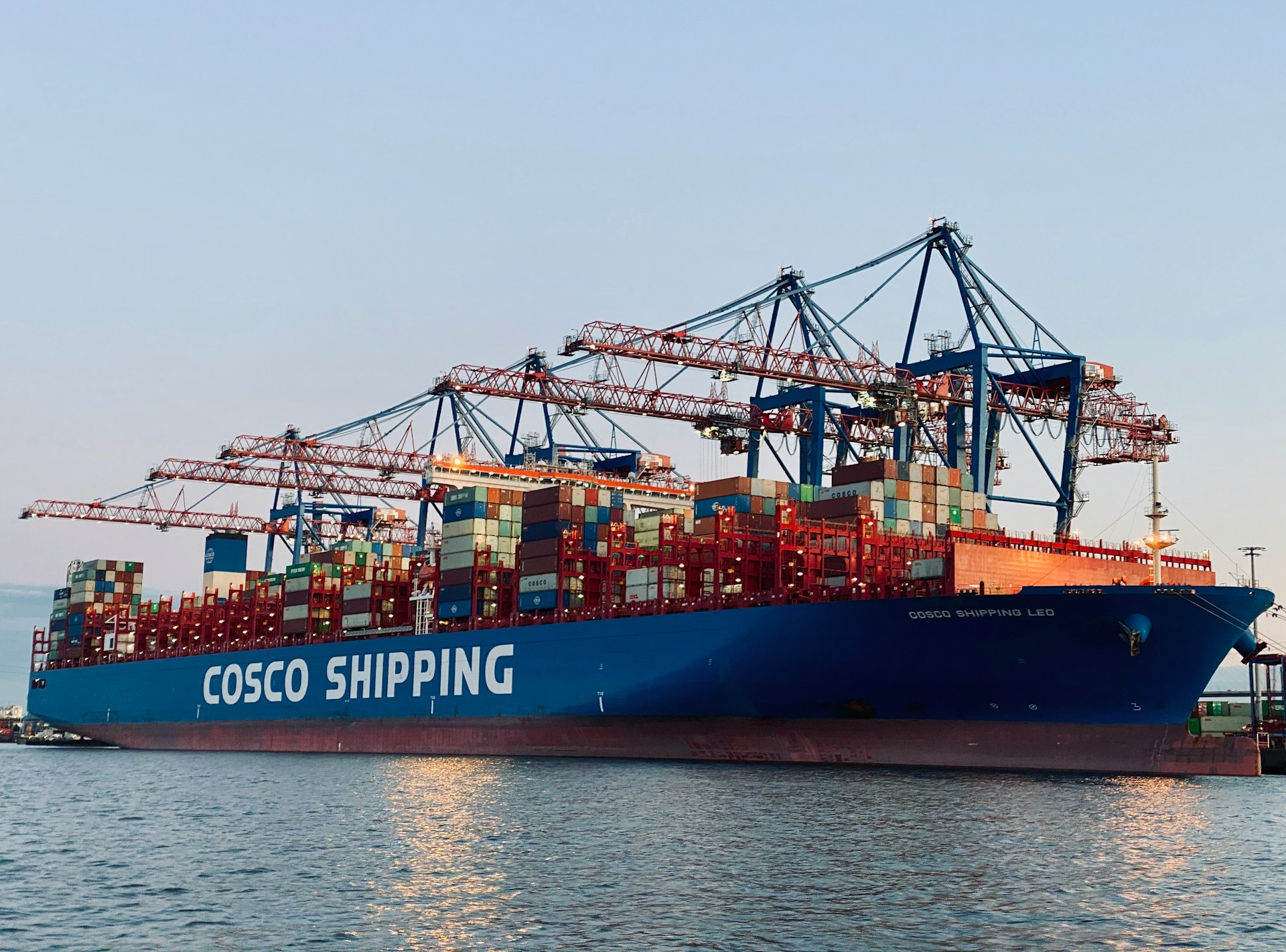 A COSCO SHIPPING container ship at port