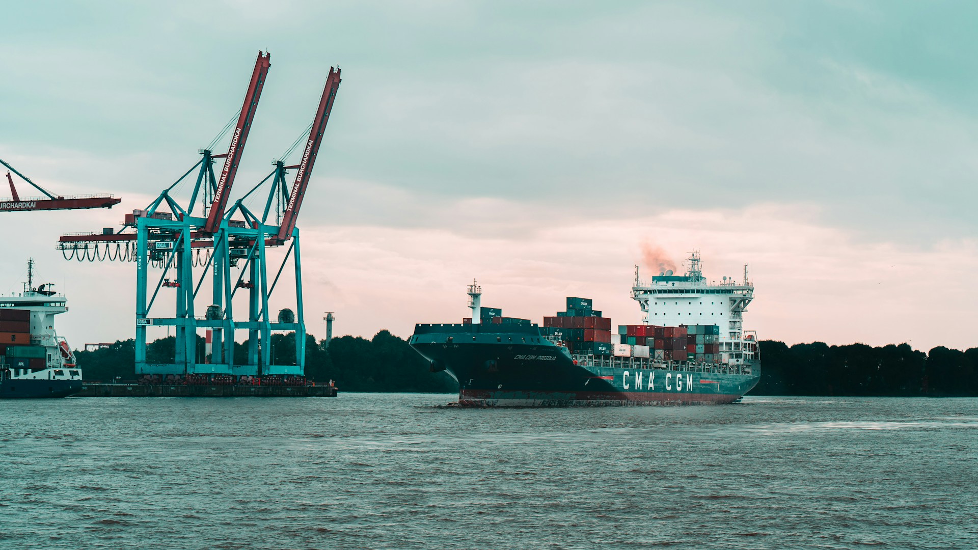 A CMA CGM container ship in port