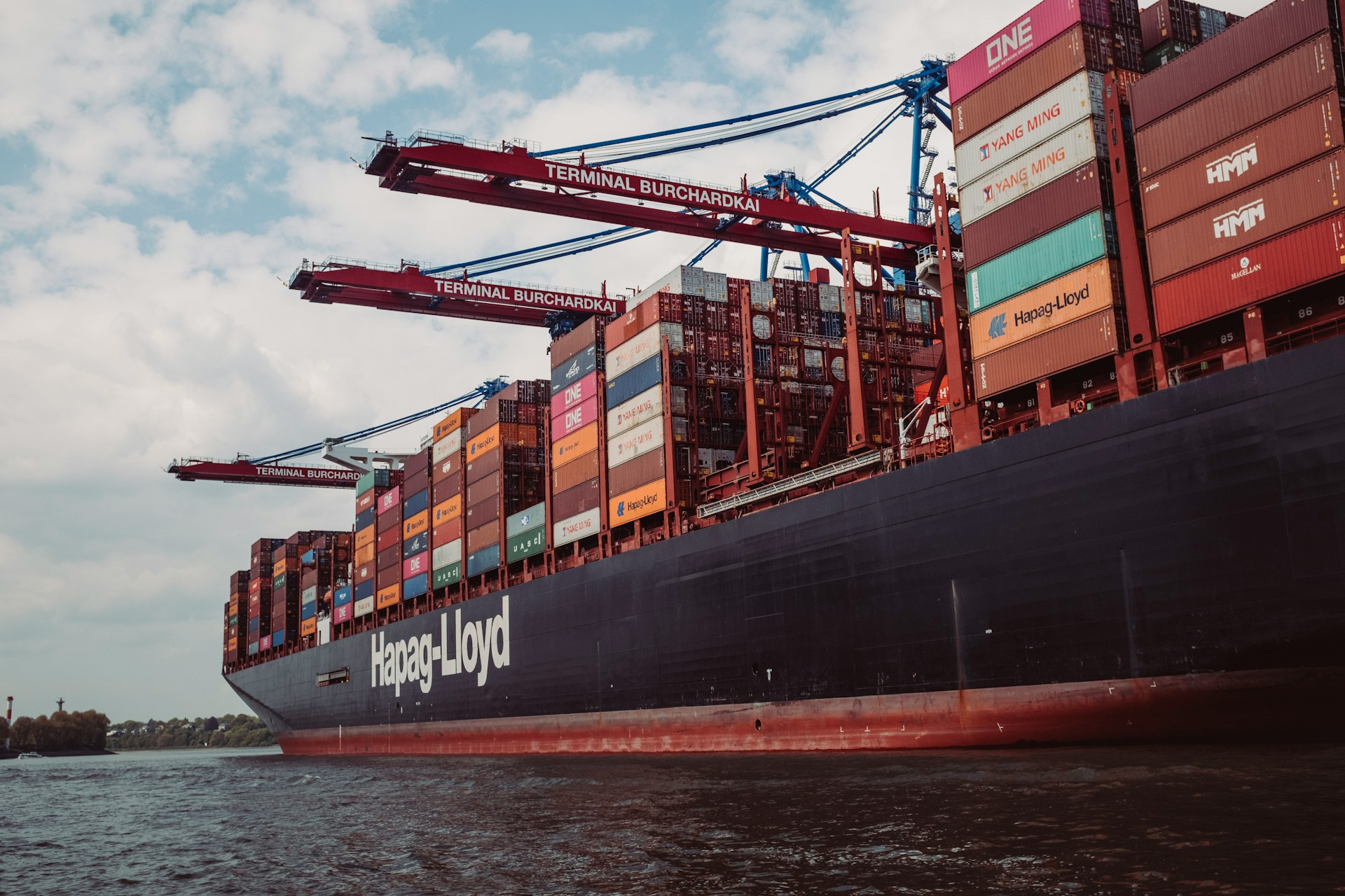 A Hapag-Lloyd container ship in port