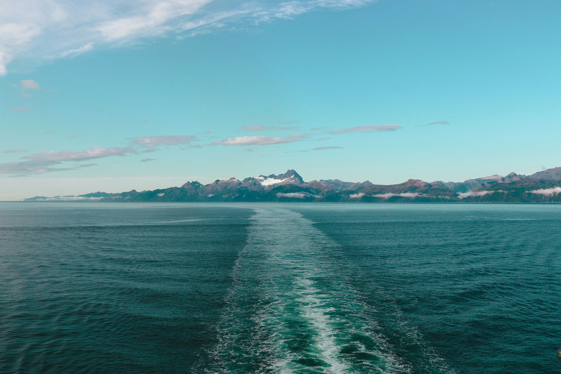 A vessel's wake in Alaskan waters