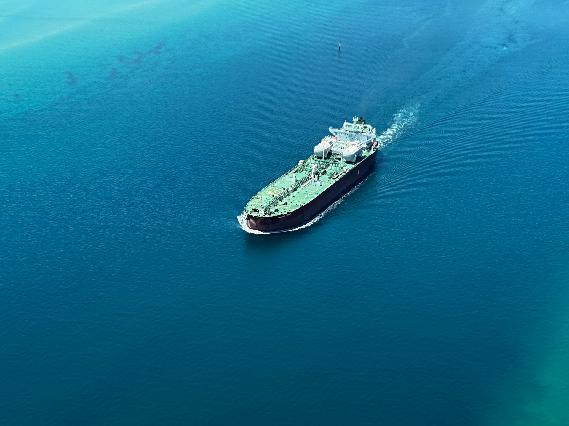 Aerial view of a chemical tanker