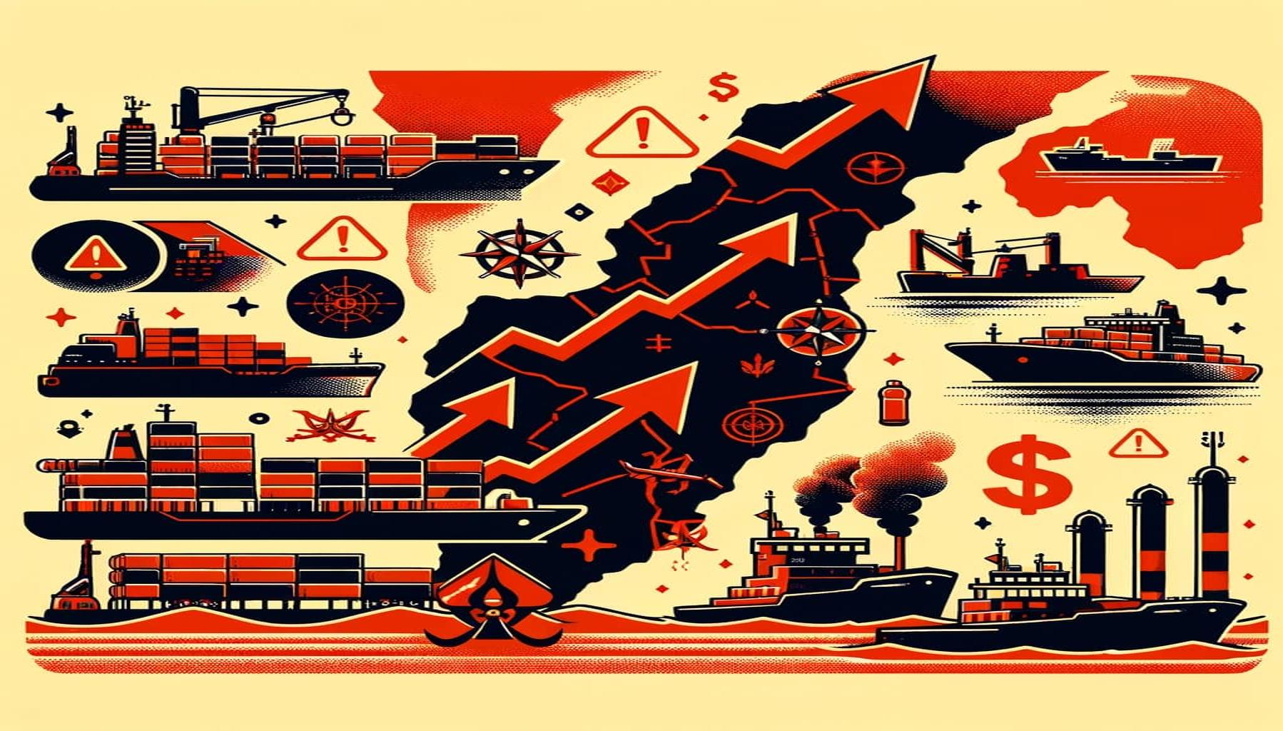 Infographic showing Red Sea shipping disruptions