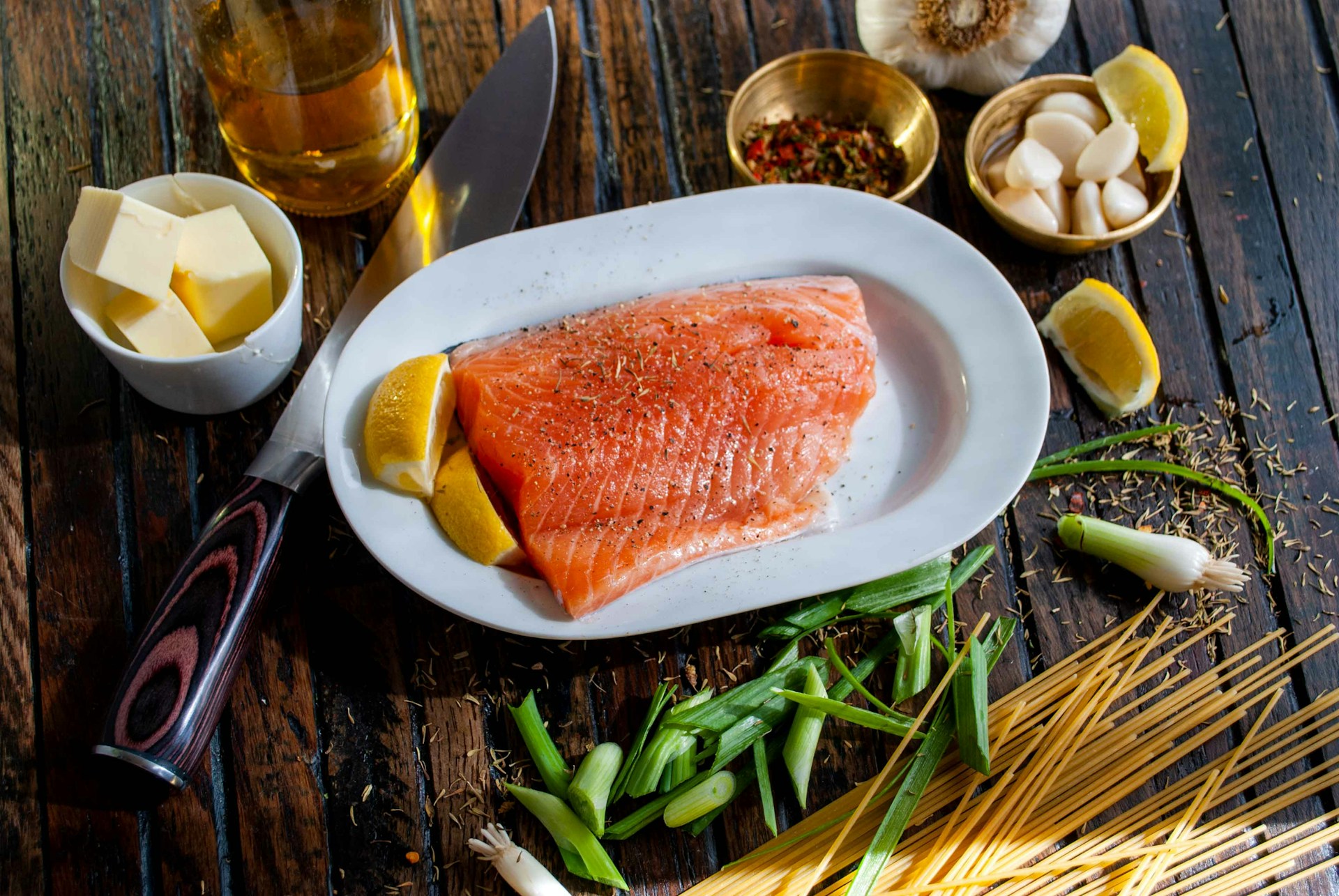 A fillet of smoked salmon on a plate