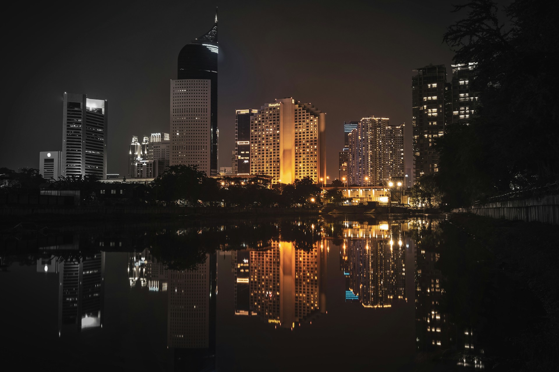 Jakarta waterfront at night