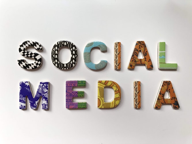 Colorful letter spelling out the words 'social media'