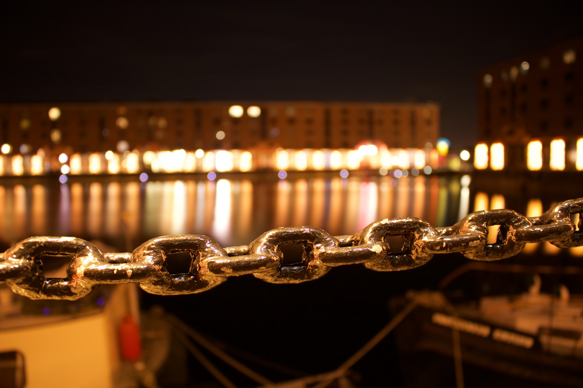 Liverpool docks at night