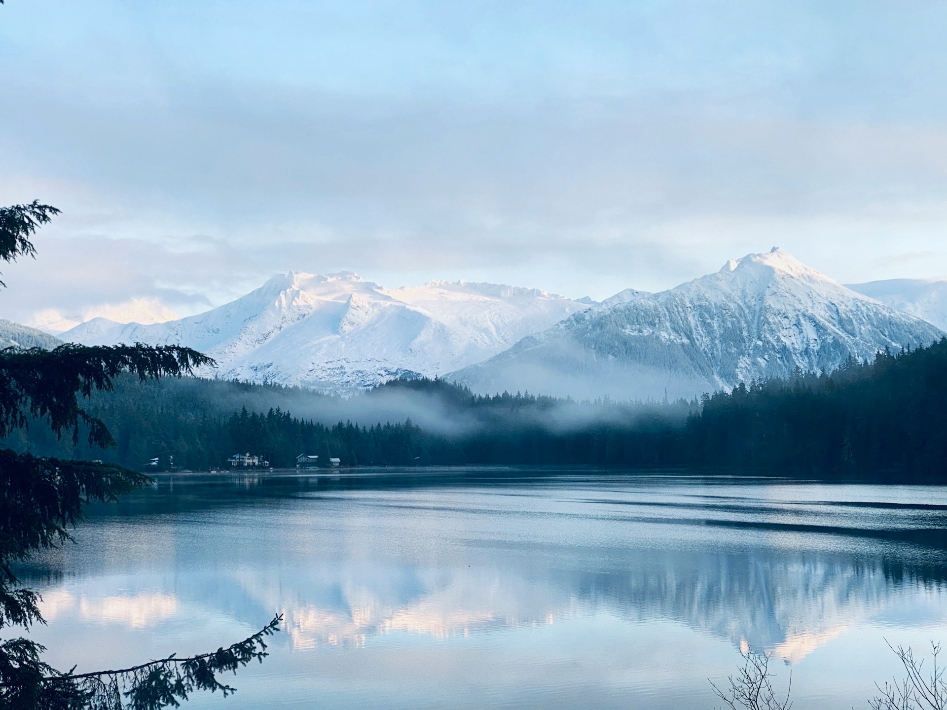 A lake and mountains in Alaska