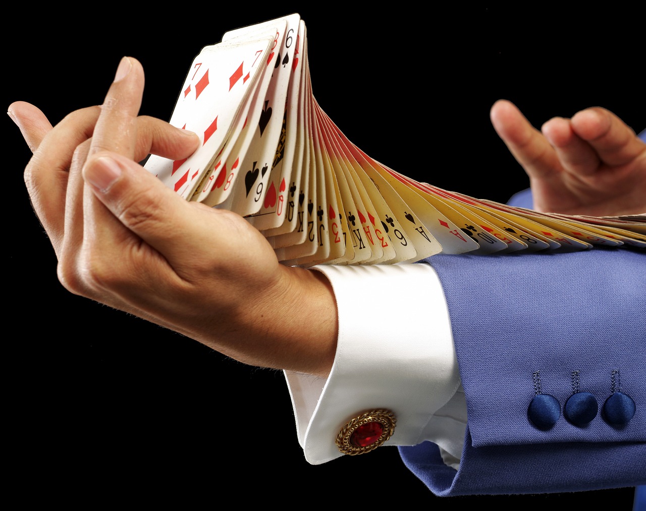 A magician performing a card trick