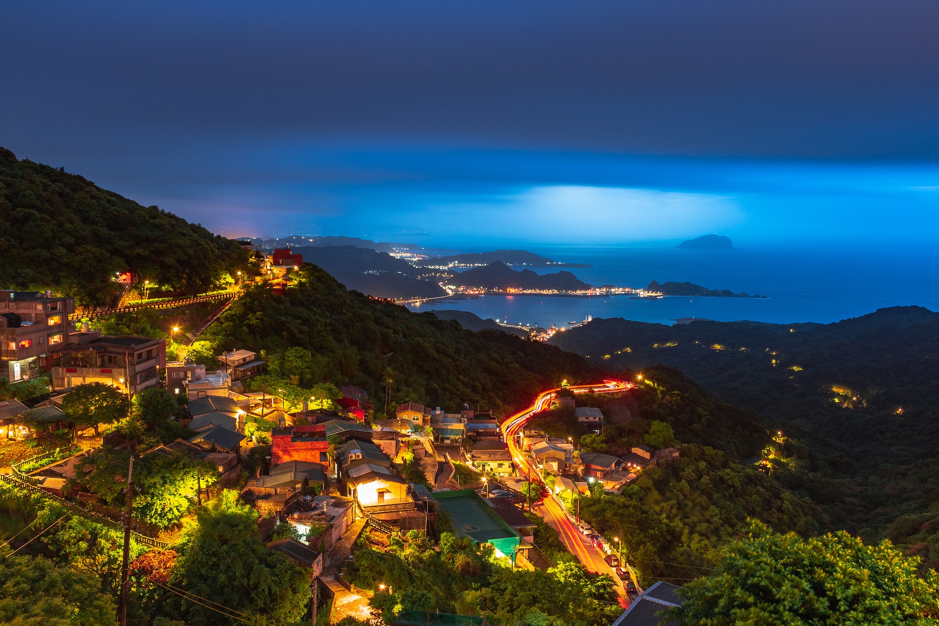 Taiwan coastline at night