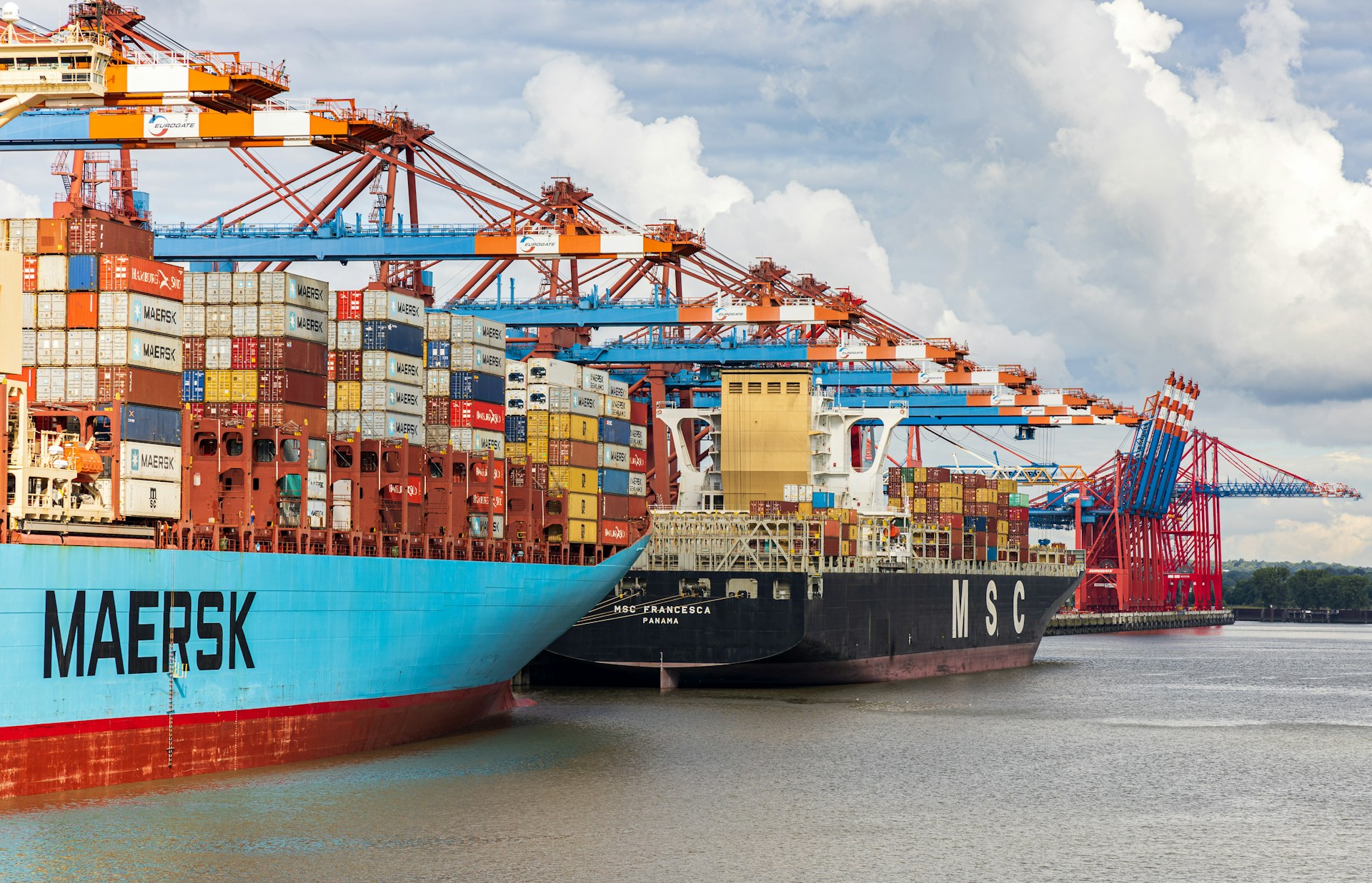 A Maersk containership in port