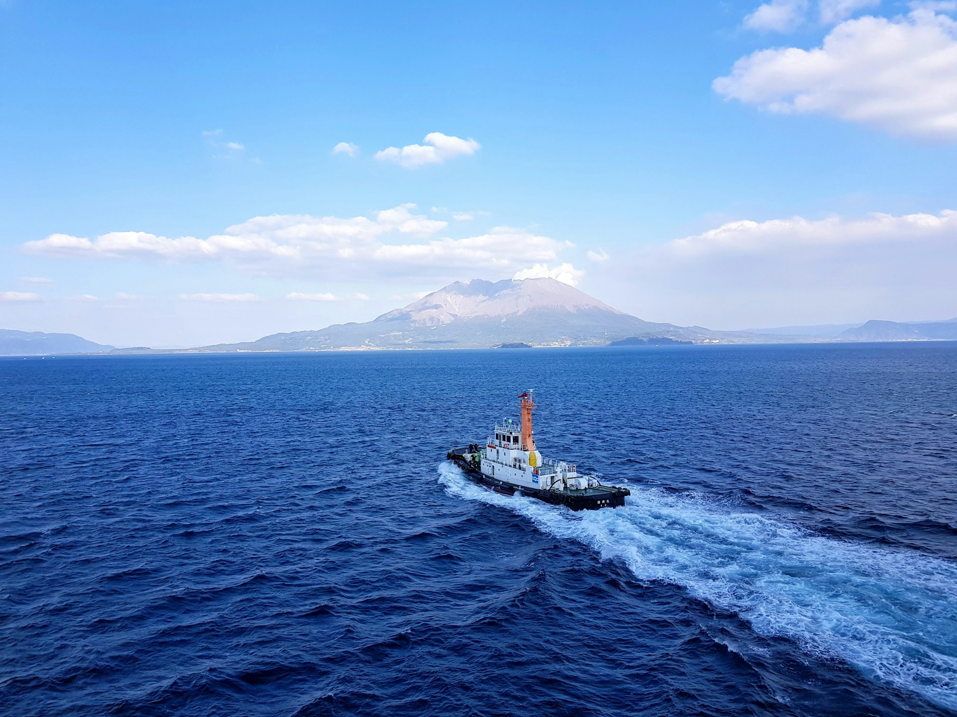 A tugboat at sea