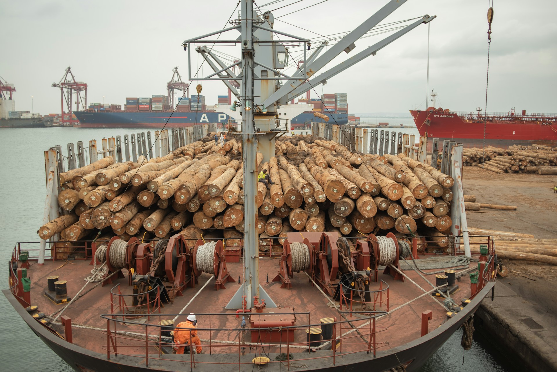 A ship in a port in the Congo