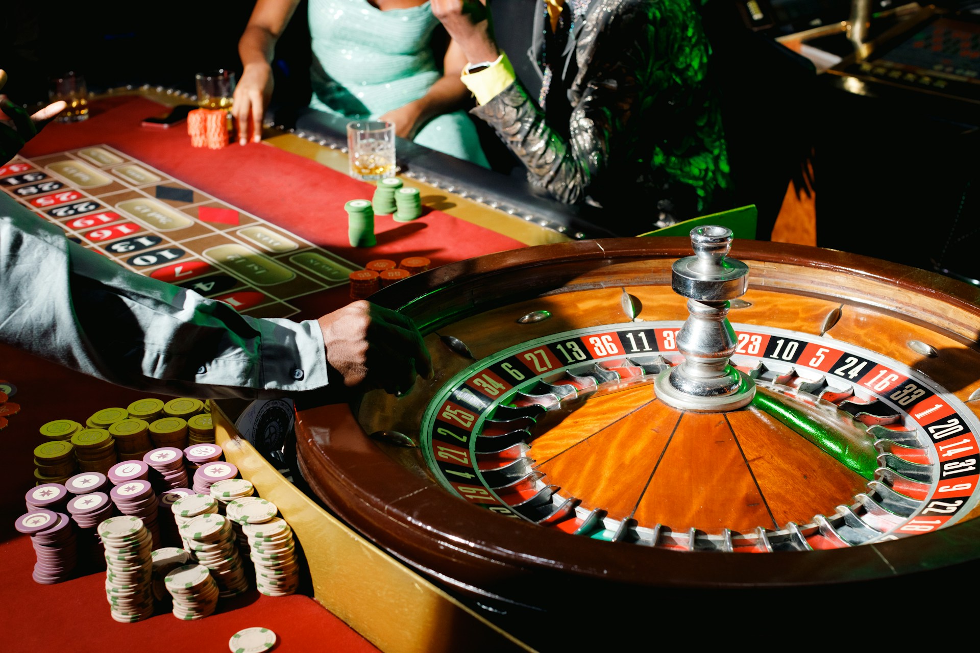 A roulette table in a casino