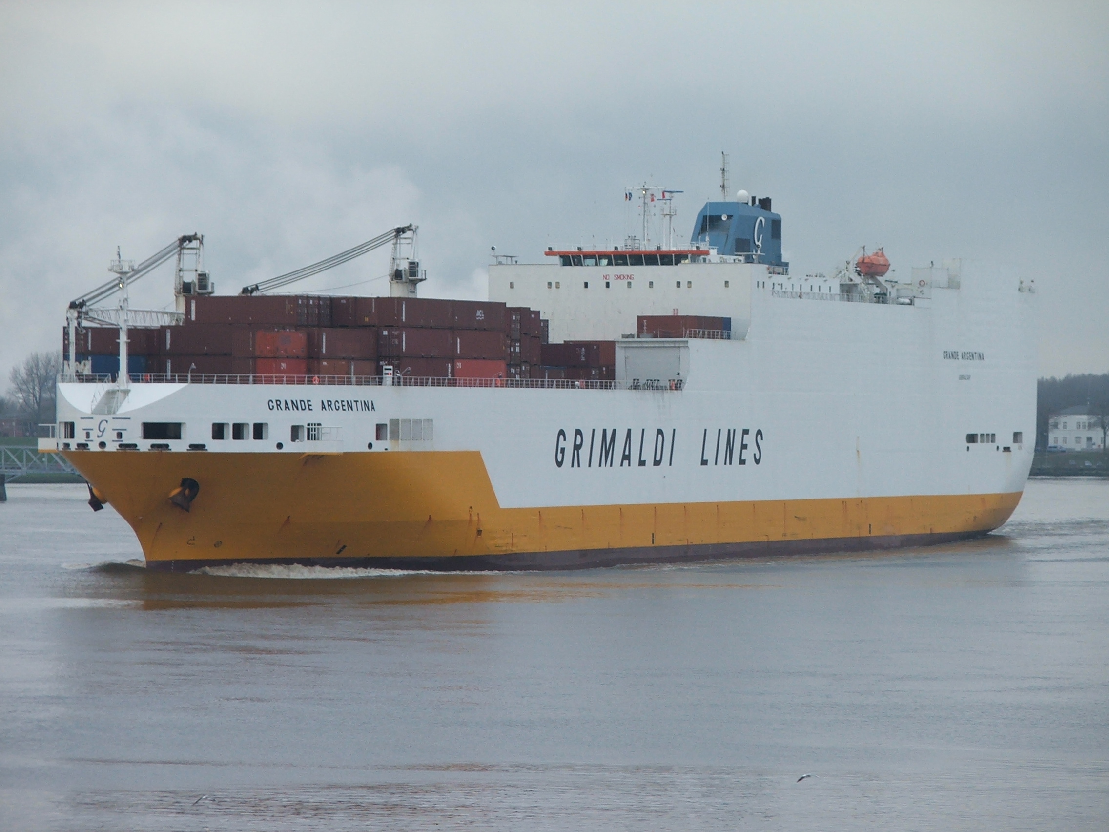 A Grimaldi cargo ship