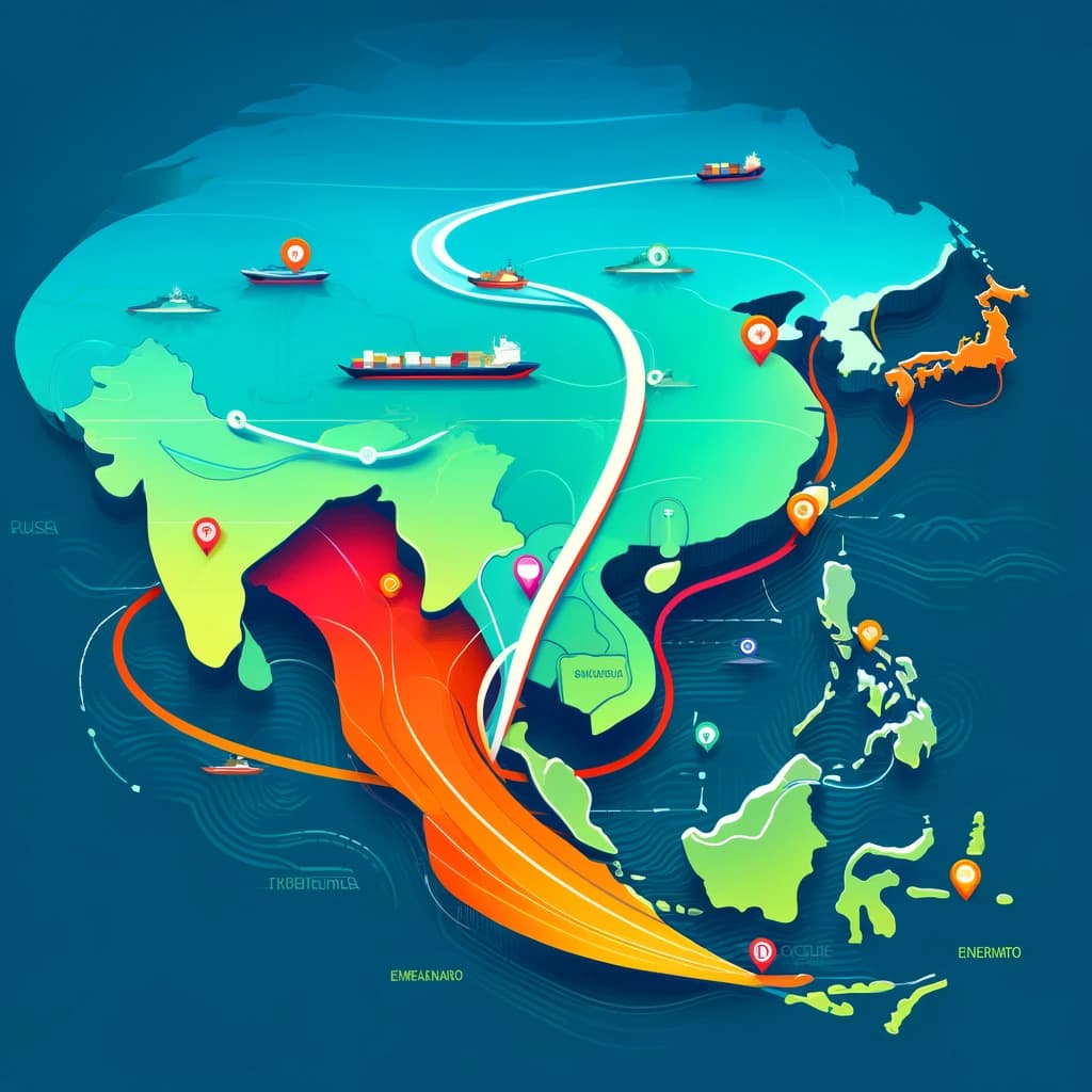 AI generated image depicting an Asia to Mexico shipping route