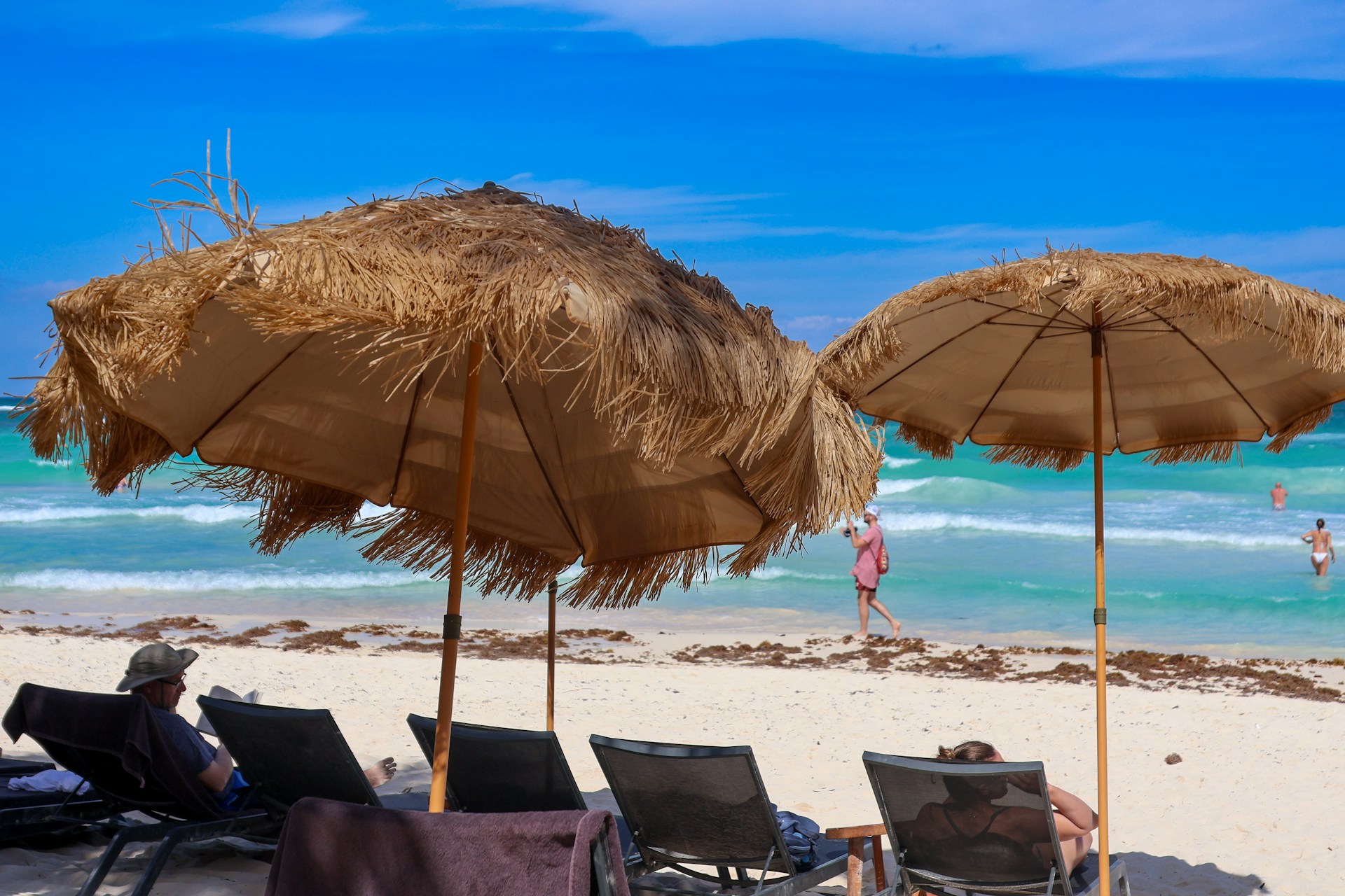 Umbrellas on a tropical beach