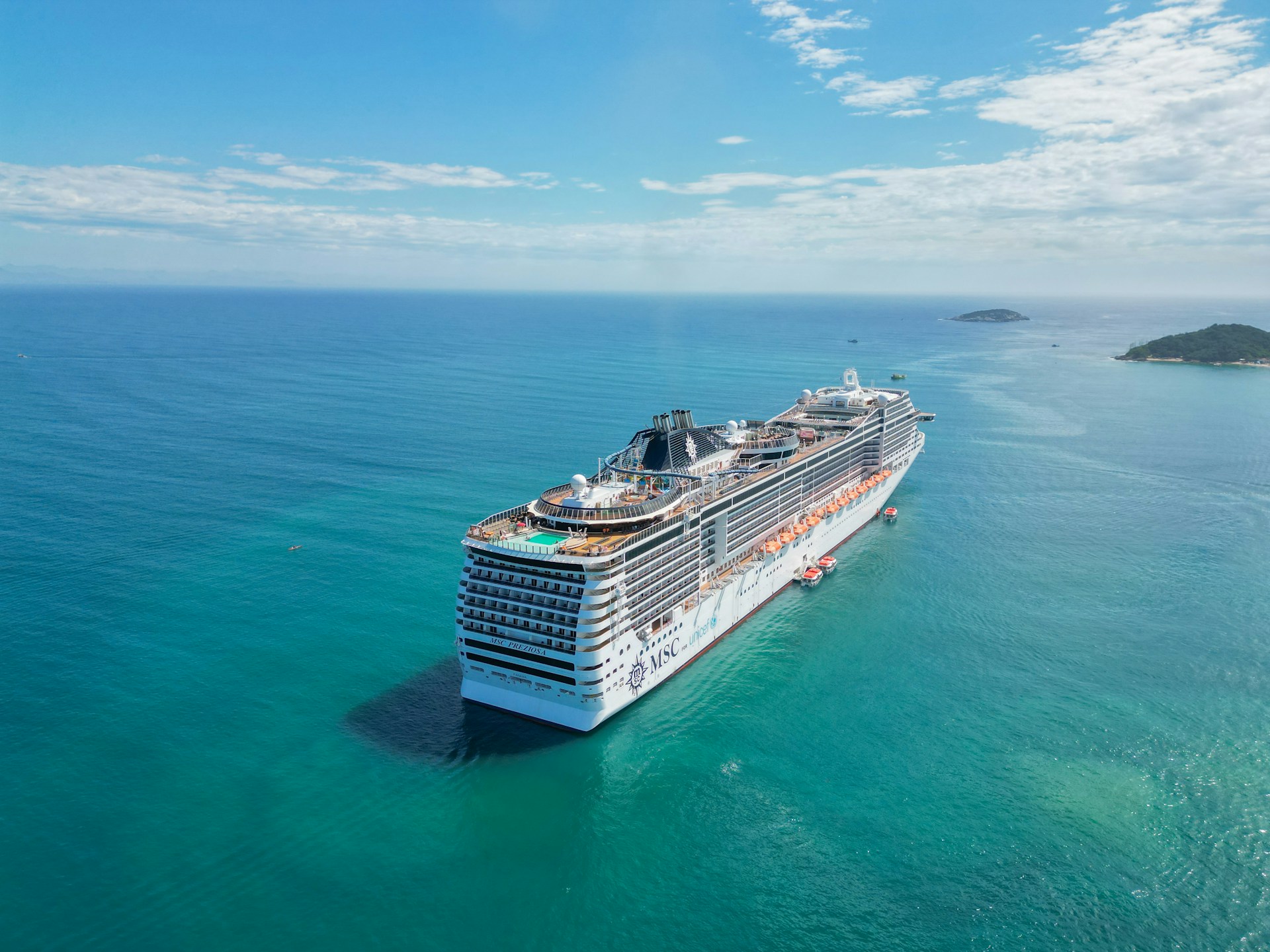 An MSC cruise ship at sea