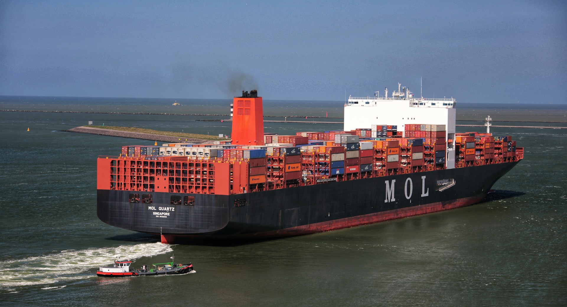 A MOL container ship at sea