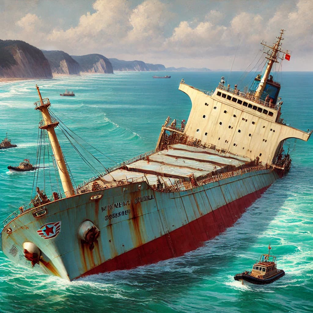 a cargo ship sinking