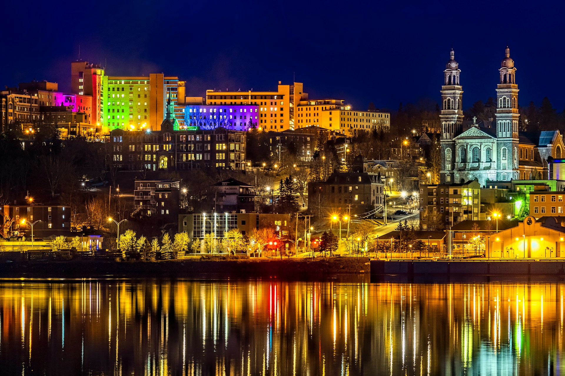 Saguenay, Ontario, Canada at night