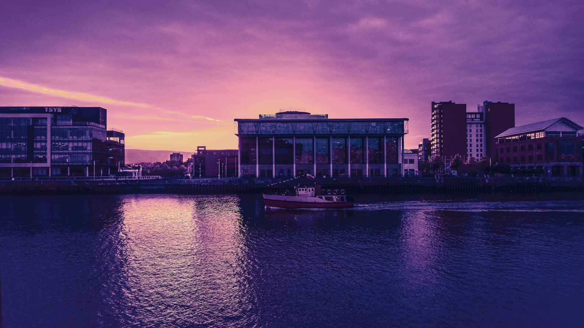 Belfast Harbor at dusk