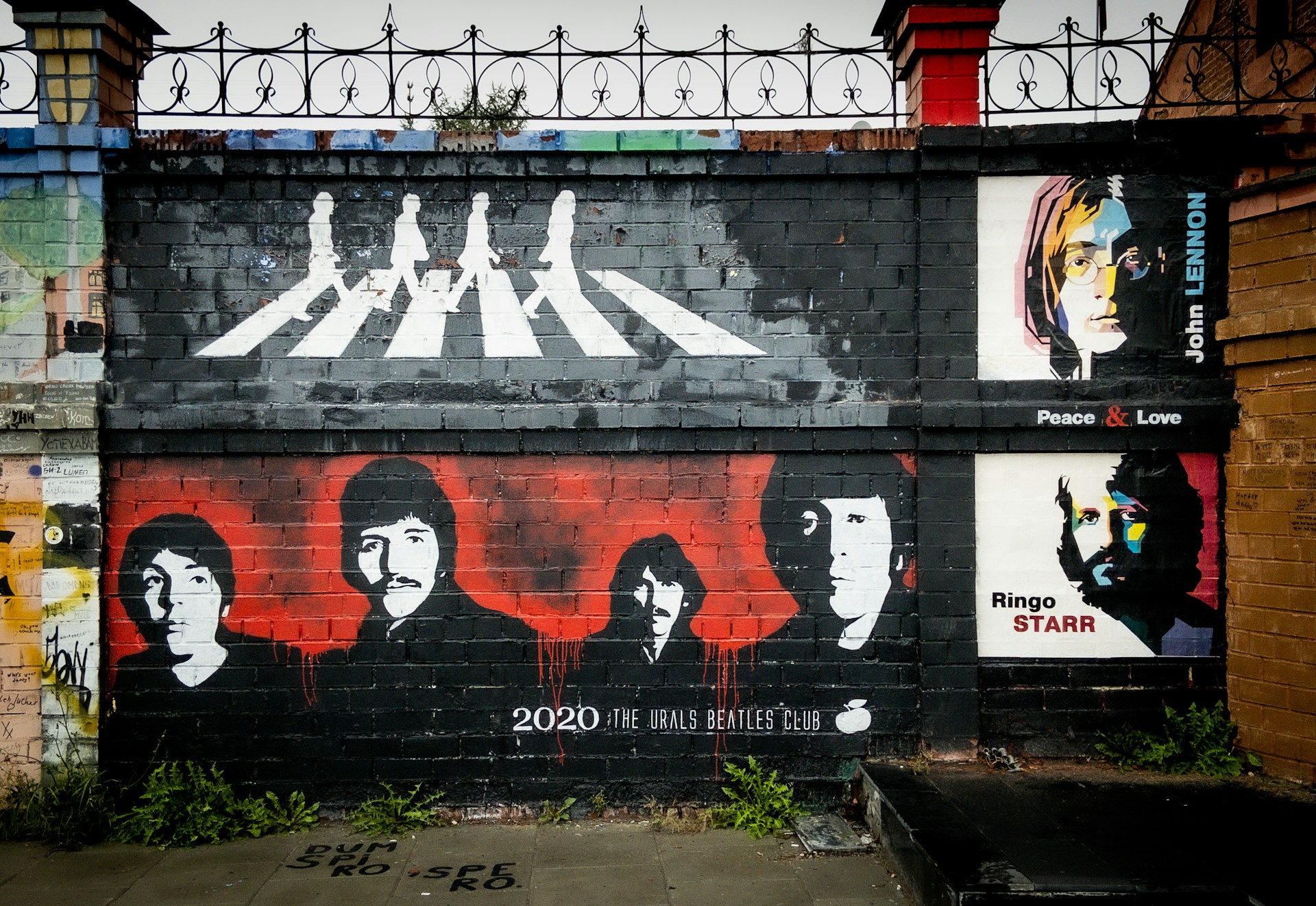 Street art graffiti depicting the band The Beatles