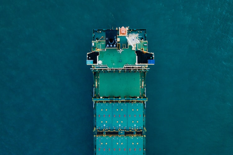 Aerial view of a bulk carrier