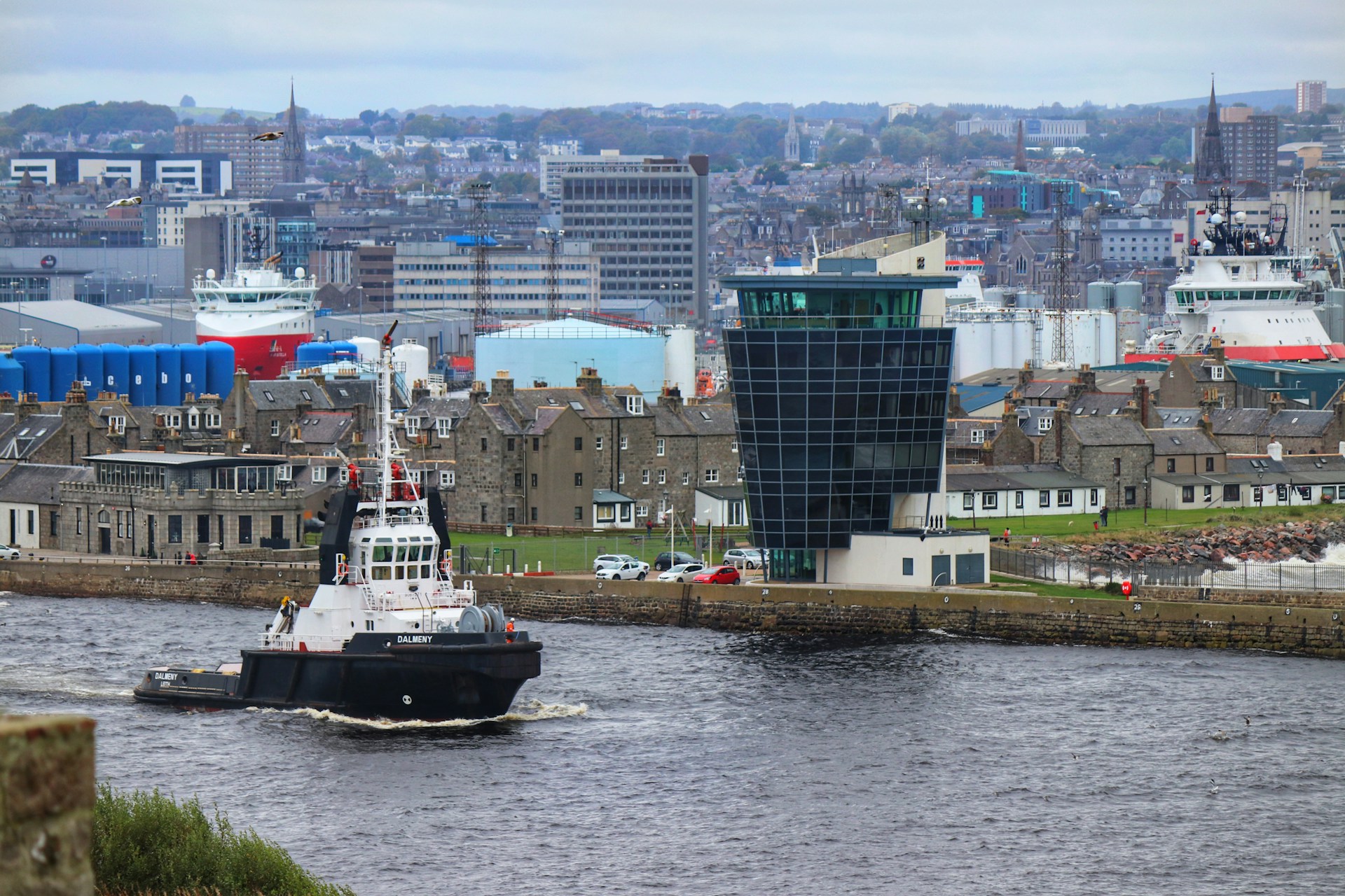 A vessel sailing into Aberdeen Port