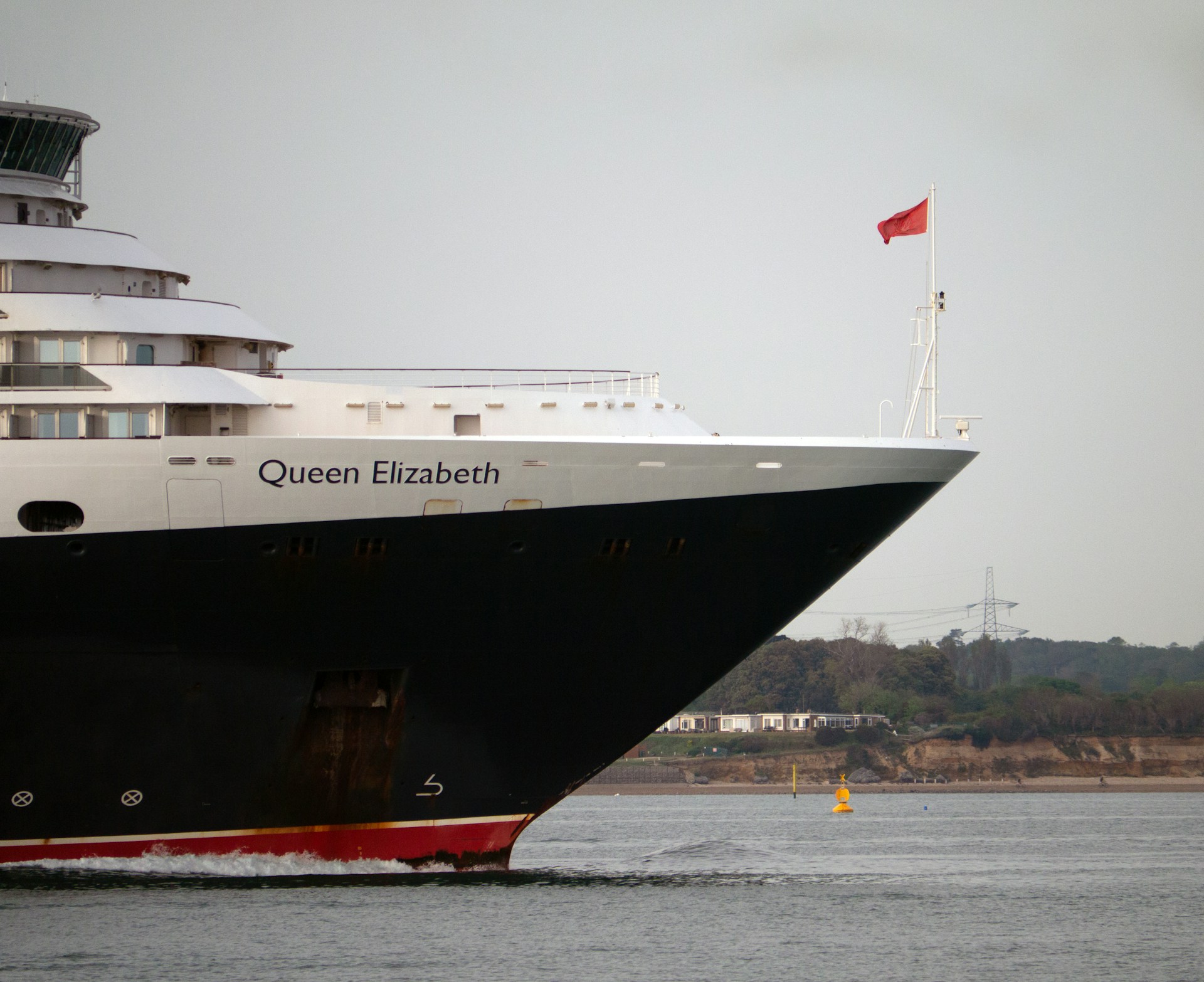 The prow of Cunard's Queen Elizabeth cruise ship