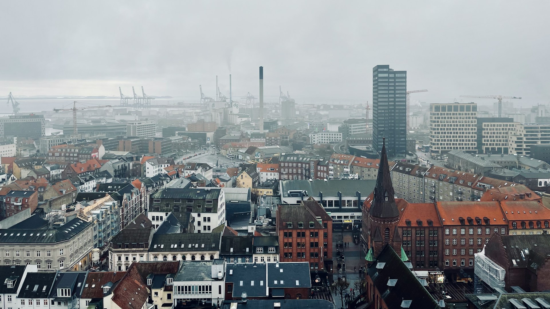 View across Aarhus towards the port