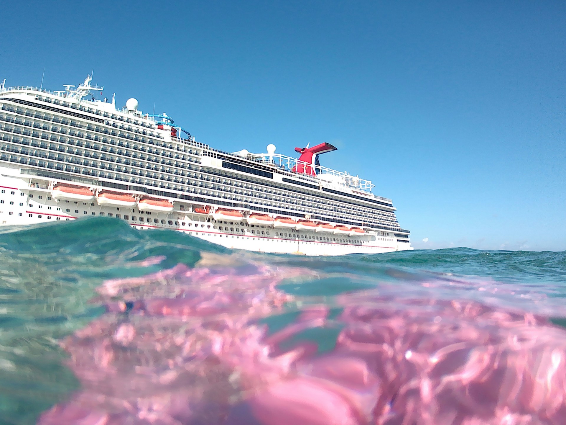 A Carnival cruise ship at sea