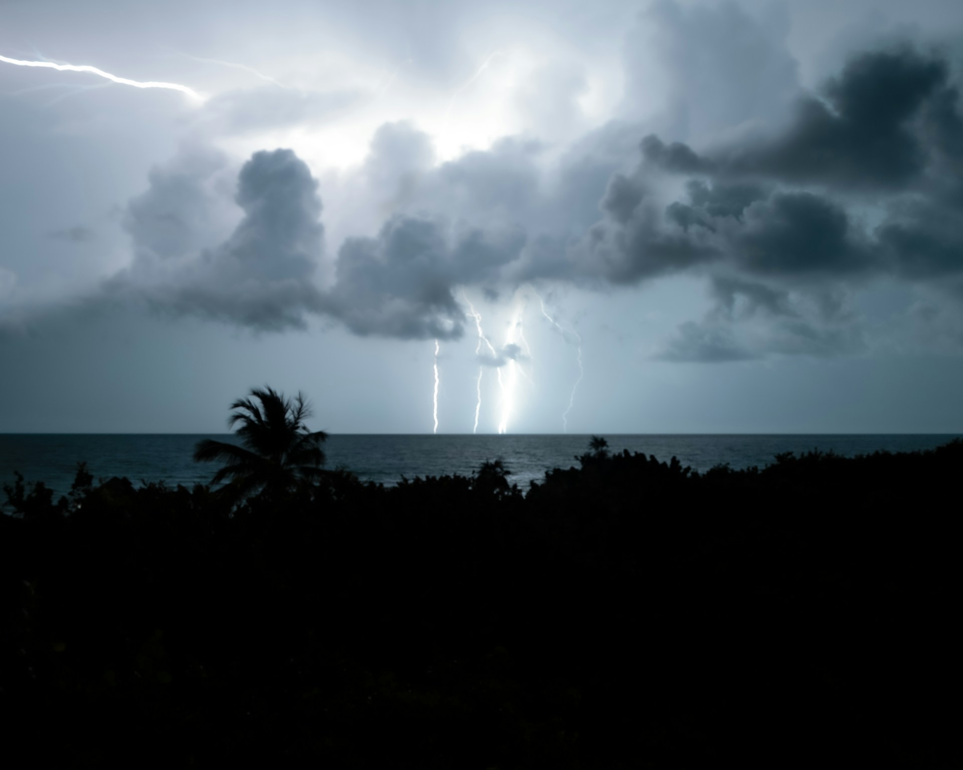 A tropical storm out at sea