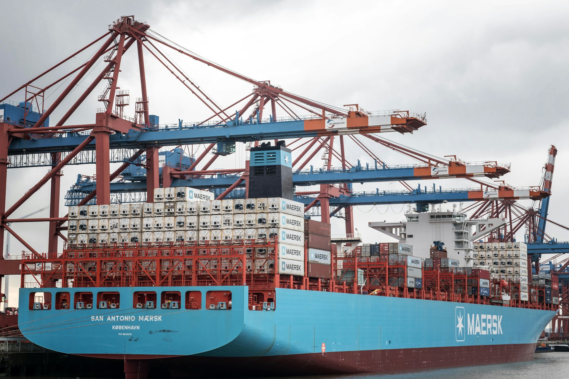 A Maersk container ship in port