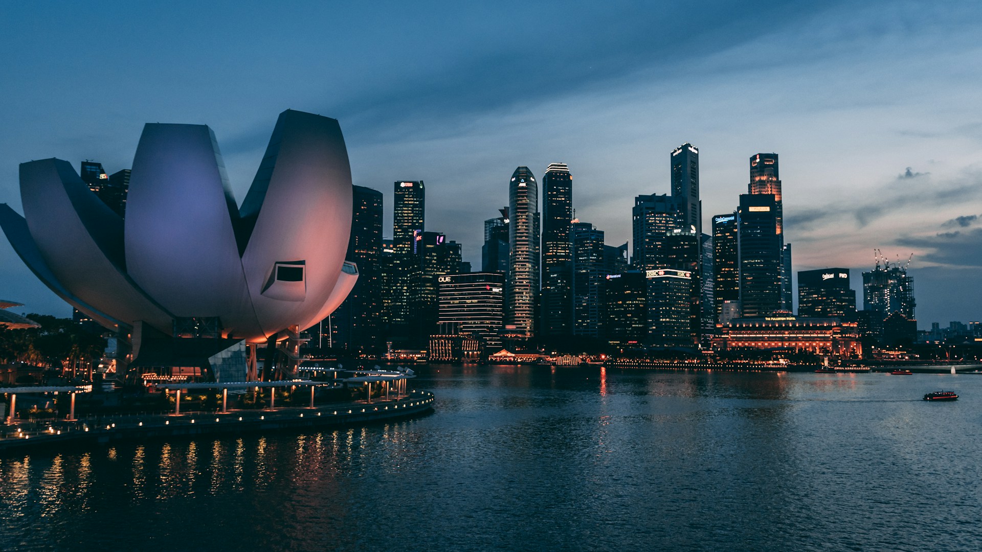 Singapore at night as seen from the water